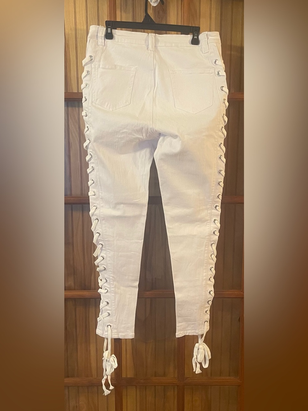 Ashley Stewart White Lace-Up Side Panel Jeans - Picture 2 of 3